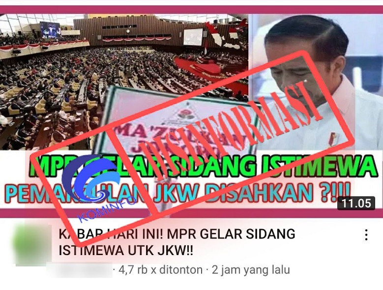 [DISINFORMASI] MPR Gelar Sidang Istimewa, Pemakzulan Jokowi Disahkan