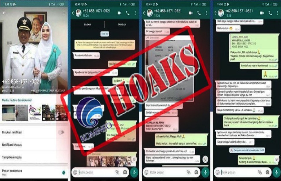 [HOAKS] Akun WhatsApp Mengatasnamakan Wakil Wali Kota Bandung