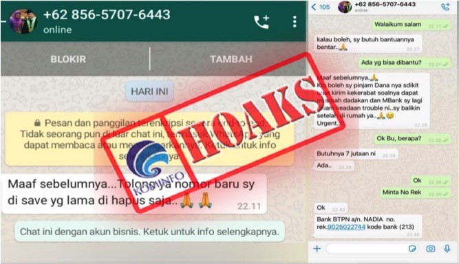 [HOAKS] Akun WhatsApp Palsu Mengatasnamakan Jubir Vaksin Covid-19 Kemenkes dr. Siti Nadia Tarmizi