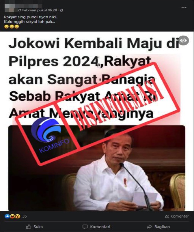 [DISINFORMASI] Jokowi Dikabarkan Kembali Maju di Pilpres 2024
