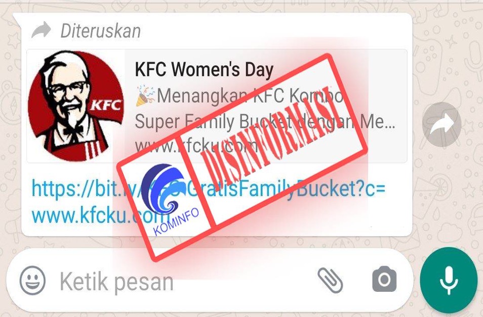 [DISINFORMASI] Rayakan Hari Perempuan, KFC Sediakan Hadiah Bucket Ayam