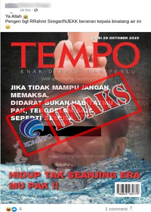 [HOAKS] Cover Majalah TEMPO Bergambar Presiden Jokowi Ditenggelamkan