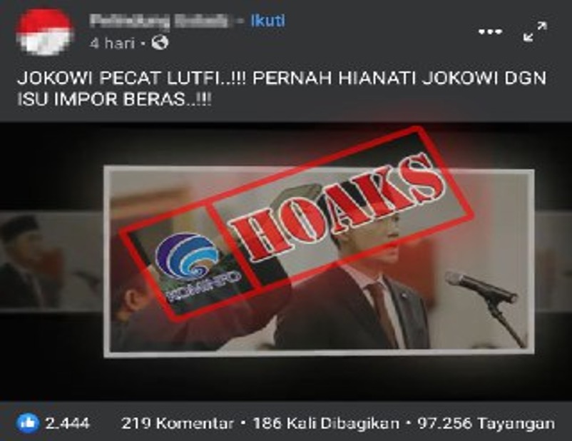 [HOAKS] Jokowi Pecat Menteri Perdagangan M Luthfi