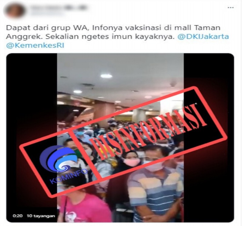 [DISINFORMASI] Video Kerumunan Orang di Mall Taman Anggrek Jakarta
